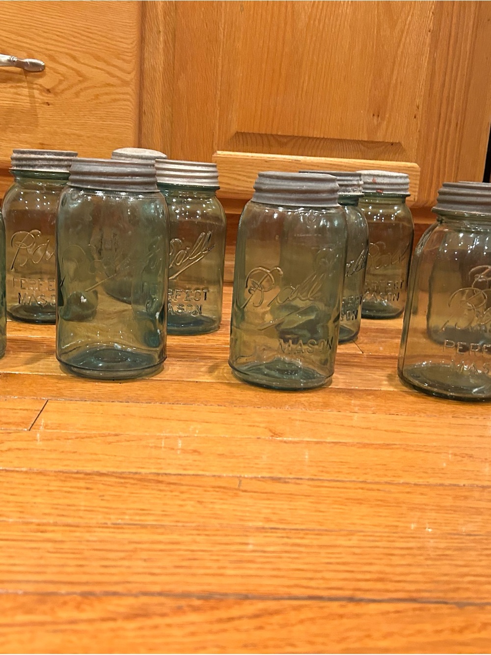 12 Ball Blue Glass Mason Canning Jars Lot, Multiple Jars w/ Metal Lids